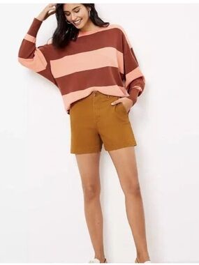Loft | Curvy Fit Washed Twill Shorts in Bronze Brown